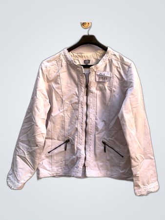 White Denim Jacket with Lace Details