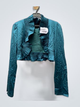 Unbranded Teal Satin Ruffle Blouse