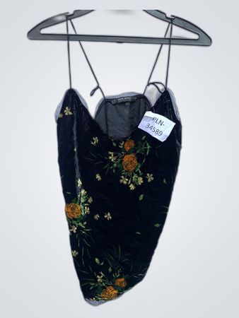 Zara Basic Collection Black Floral Top