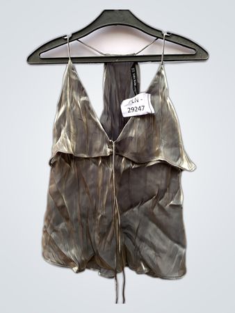 Zara Metallic Ruffled Camisole Top