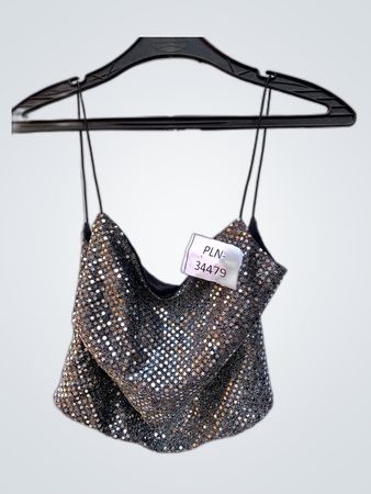 Black Sequined Spaghetti Strap Top