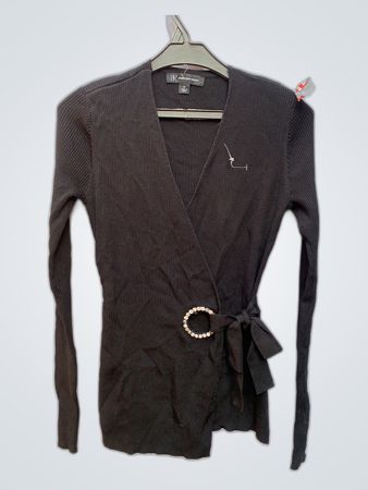 Black Knit Top with Belt