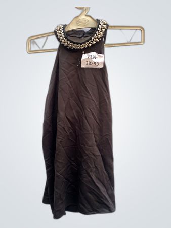 Black Evening Dress with Beaded Neckline