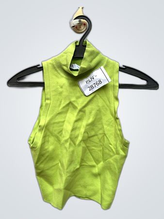 Zara Green Sleeveless Turtleneck Knit Top