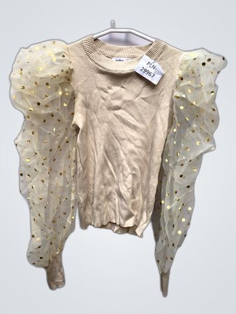 Flamode Cream Puffed Sleeve Knit Sweater