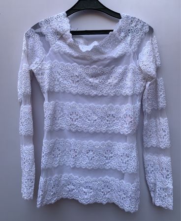 White Sheer Lace Blouse