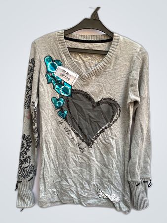 Gray Heart Sweater