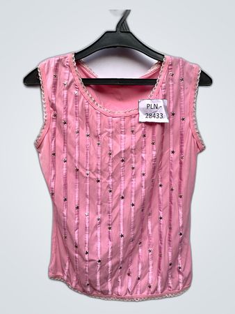 Pink Sequined Sleeveless Blouse