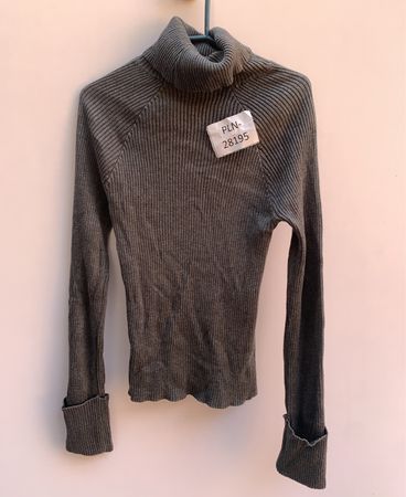 Grey Turtleneck Knit Sweater