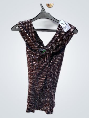 N Staf Bronze Sequined Wrap Blouse