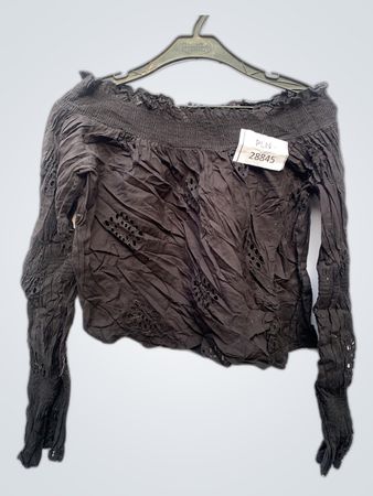 Black Off-Shoulder Ruffle Blouse