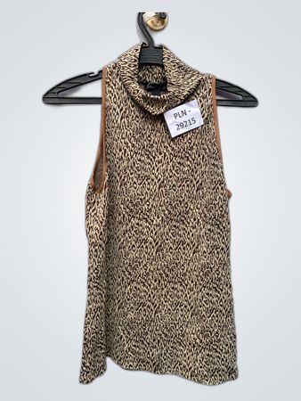 Stradivarius Leopard Print Velour Mock Neck Top