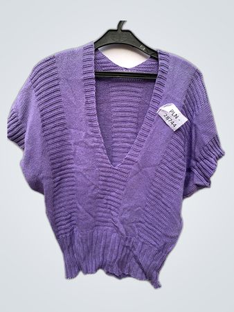 Purple Knit V-Neck Cardigan