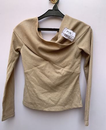 Beige Off-Shoulder Knit Top