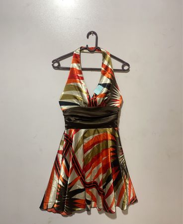 Multicolored Halter Neck Dress