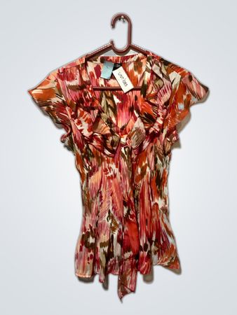Uniqlo Printed Ruffle Blouse