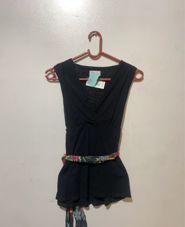 Black Floral Belted Dress