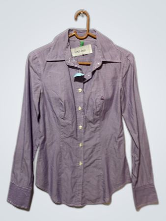 Lacoste Purple Striped Button-Up Shirt