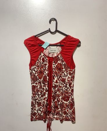 Printed Lace-up Blouse