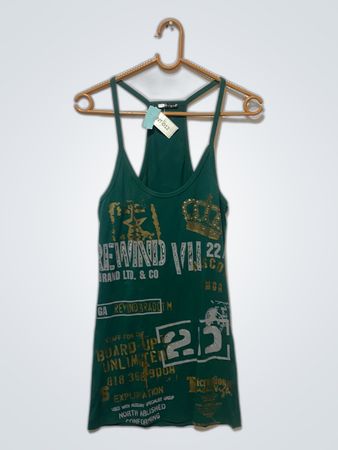 Rewind Green Graphic Tank Top