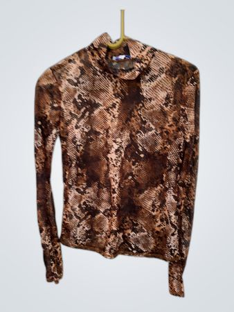 Zara Printed Snakeskin Turtleneck Blouse