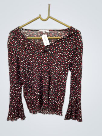 Zara Printed Bell Sleeve Blouse