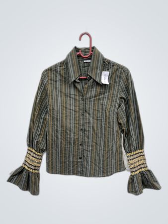 AND Striped Ruffle Sleeve Blouse