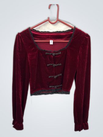 Lian Lian Cropped Velvet Blouse