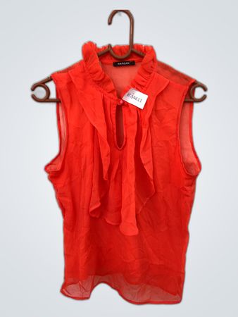 Morgan Red Ruffle Sheer Blouse