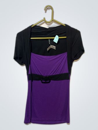 Purple and Black Color Block Top