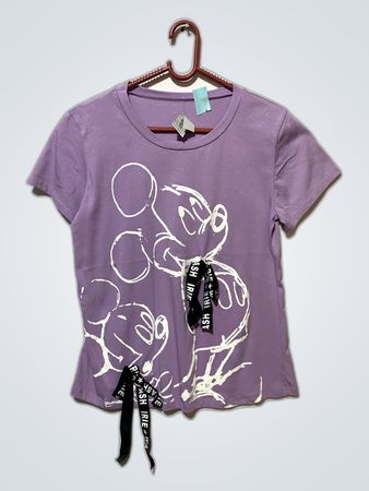 Purple Mickey Mouse Printed T-Shirt