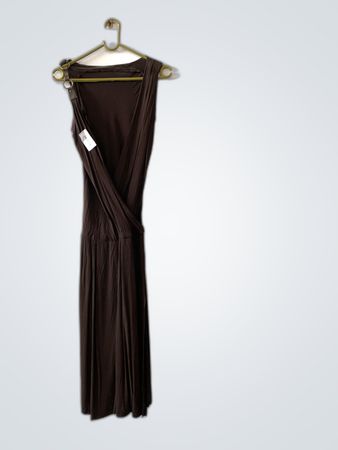 Brown Wrap Midi Dress