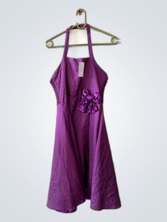 Purple Halter Mini Party Dress