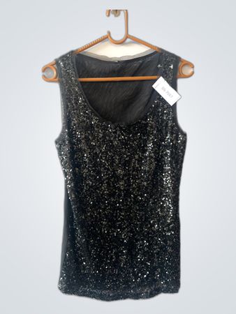 Black Sequin Camisole Top