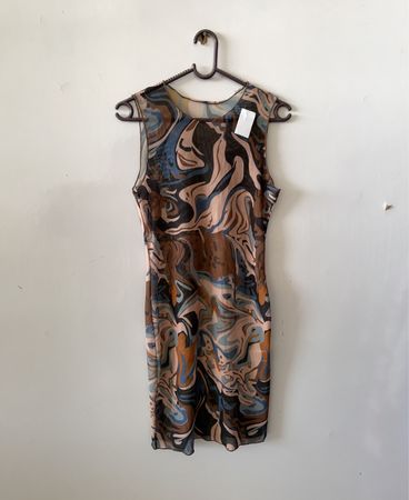 Sleeveless Abstract Print Mini Dress