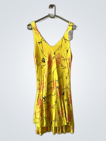 Robe mini sans manches à imprimé floral jaune
