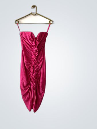 Hot Pink Ruffled Strapless Mini Dress