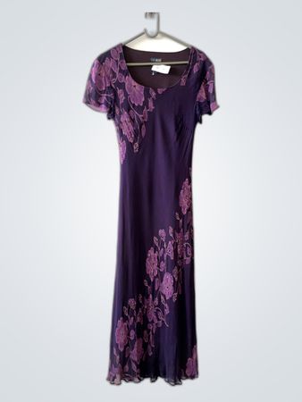 Eva Blue Purple Floral Print Midi Dress