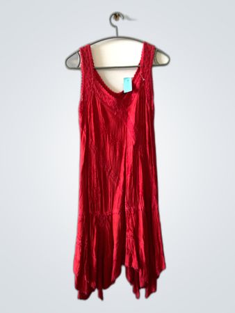 Red Lace Trim Sleeveless Mini Dress