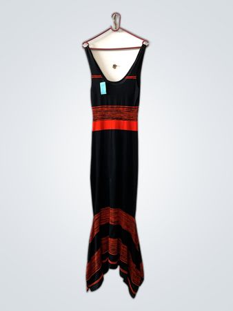Warehouse Black Striped Sleeveless Midi Dress