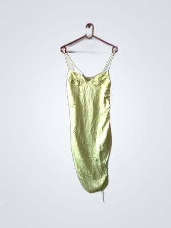 ZARA Green Satin Slip Dress