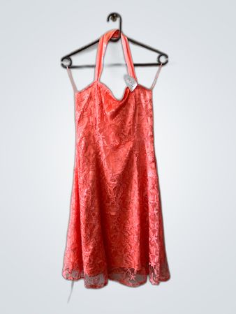 Evita Coral Lace Mini Dress