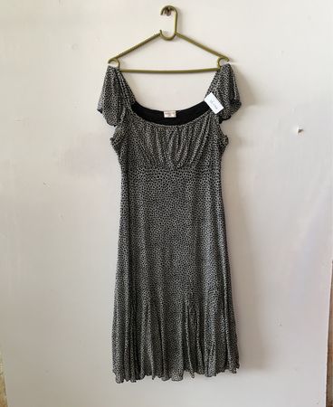 Biaggini Black Polka Dot Off-Shoulder Midi Dress
