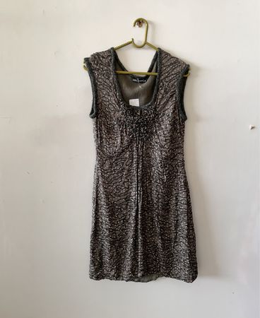 DIDA Sleeveless Grey Animal Print Mini Dress
