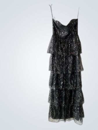 Unbranded Black Glitter Tiered Party Dress