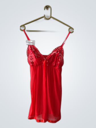 Red Lace-Trimmed Chemise