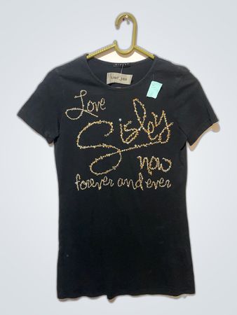 Sisley Embroidered Love Sisley Black T-Shirt