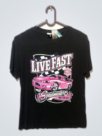 Black T-Shirt with Car Graphic