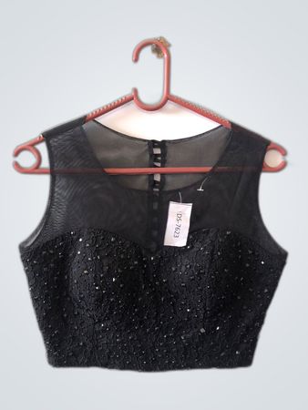 Black Sequined Sleeveless Blouse