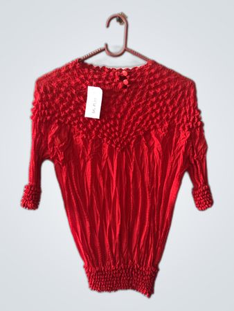 Red Ruffle Blouse